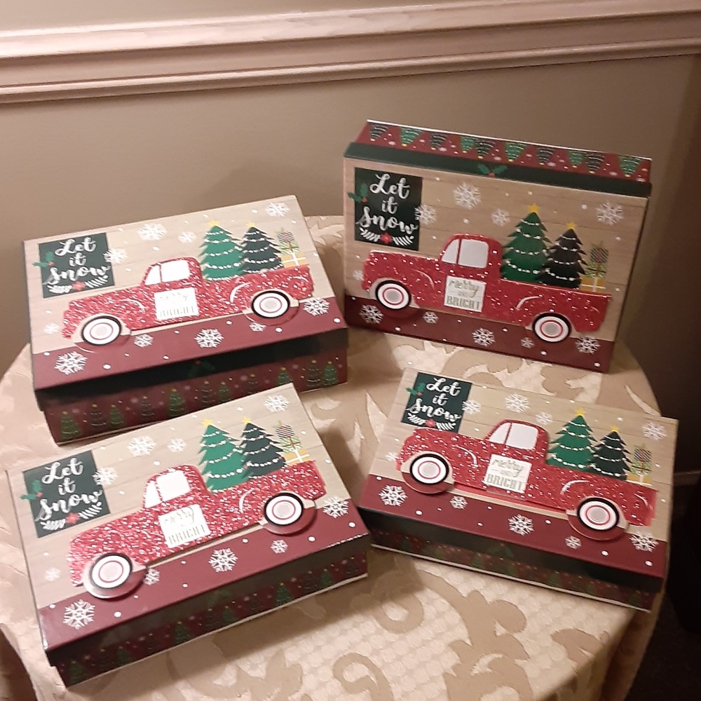 Merry & Bright Red Truck Set of 4 Nesting Boxes